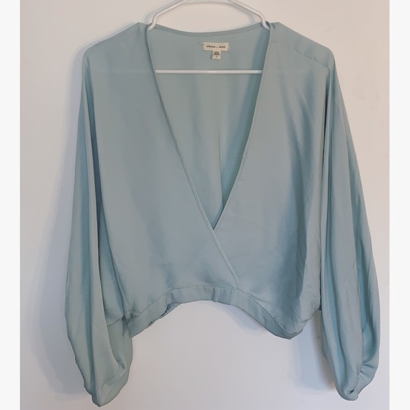 Light Blue Long Sleeve Top | Urban Outfitters - Picture 1 of 1
